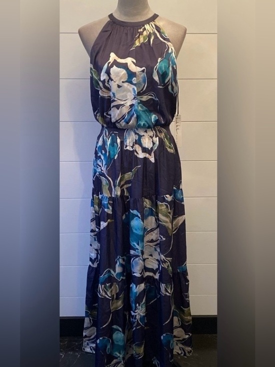 Nicole Miller Dresses & Skirts - Nicole Miller Navy Maxi Dress with Teal and Cream Floral Print